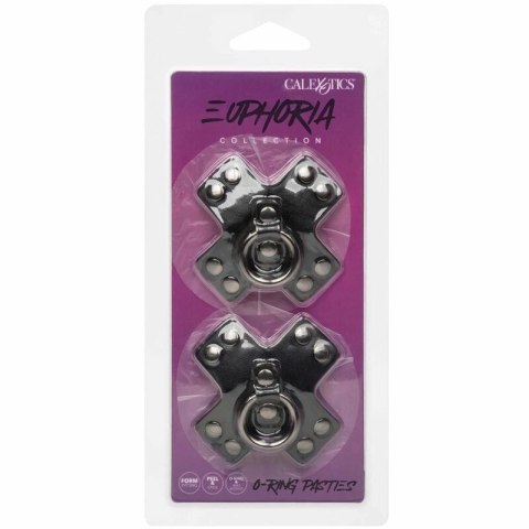 CalExotics Euphoria O-Ring nakładki na piersi czarne, metalowe detale CALEXOTICS