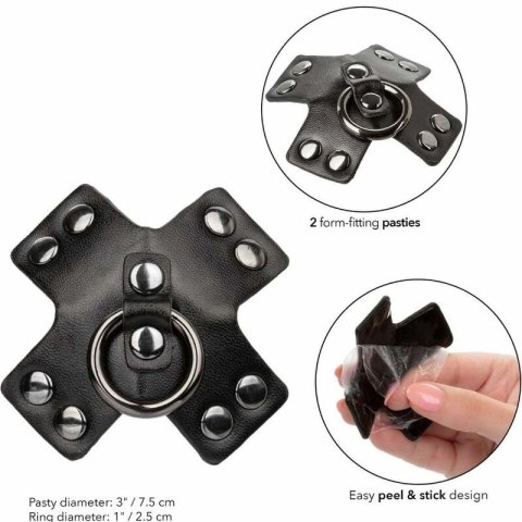 CalExotics Euphoria O-Ring nakładki na piersi czarne, metalowe detale CALEXOTICS