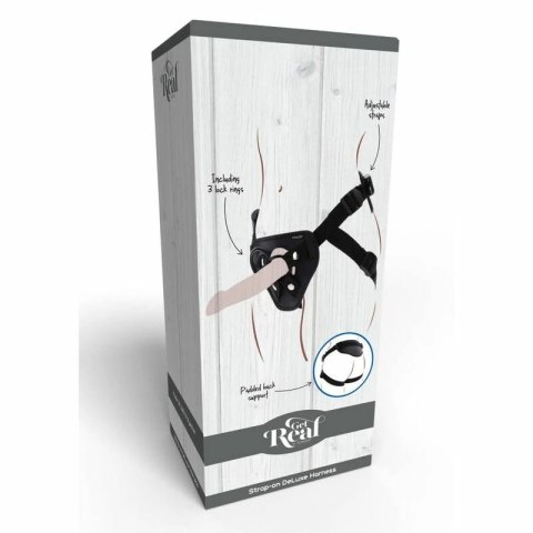 Get Real Uprząż Deluxe z regulacją, 3 silikonowe pierścienie, czarna GET REAL