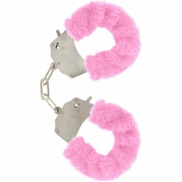 TOYJOY Furry Fun mankietki z pluszową powłoką, rożowe, regulowane TOYJOY