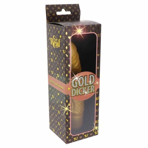 ToyJoy Get Real Gold Dicker - złoty model intymny, silikonowy, 22 cm GET REAL