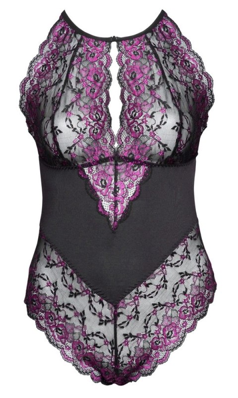Cottelli Curves Body dwukolorowe z kwiatową koronką 2XL Cottelli