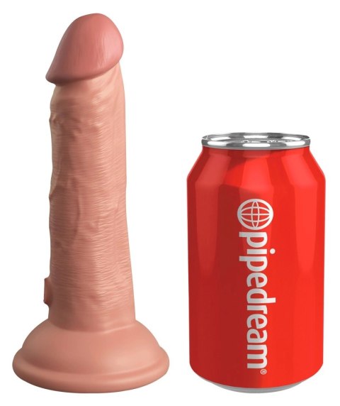 King Cock Elite Silikonowy Wibrator 15 cm z przyssawką i pilotem, jasny King Cock