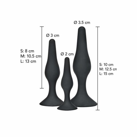 ToyJoy Curvy Companions Zestaw 3 zatyczek anatomicznych silikon czarny TOYJOY