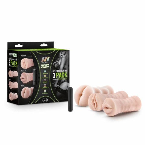Blush M for Men Zestaw 3 Rękawow Intymnych z Wibracją, Samonawilżające M For Men