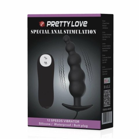 Pretty Love Plug analny z pilotem silikonowy wodoodporny czarny Pretty Love