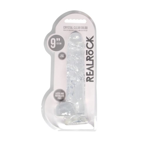RealRock Crystal Clear - Model z anatomicznymi kulkami 25 cm z przyssawką RealRock by Shots
