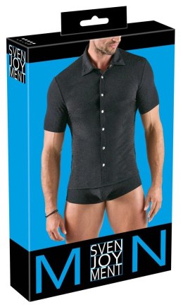 Svenjoyment Koszula Męska Lurex Srebrna 2XL z Kołnierzykiem Svenjoyment