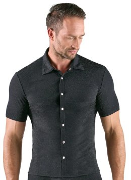 Svenjoyment Koszula Męska Lurex Srebrna 2XL z Kołnierzykiem Svenjoyment