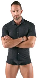 Svenjoyment Koszula Męska Lurex Srebrna 2XL z Kołnierzykiem Svenjoyment