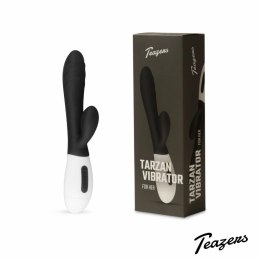 Teazers Rabbit Vibrator Black - silikonowy model dwufunkcyjny USB 30 trybow