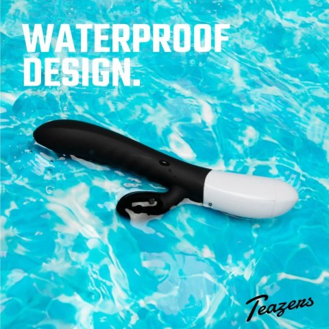 Teazers Rabbit Vibrator Black - silikonowy model dwufunkcyjny USB 30 trybow