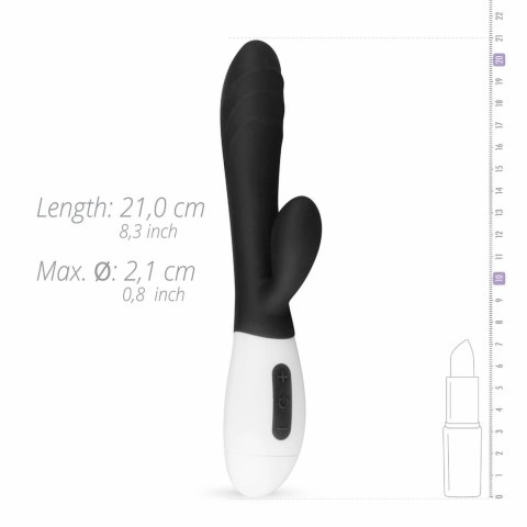 Teazers Rabbit Vibrator Black - silikonowy model dwufunkcyjny USB 30 trybow