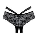 Allure Heartbreaker majtki koronkowe z otwartym klinem, czarne Allure