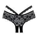 Allure Heartbreaker majtki koronkowe z otwartym klinem, czarne Allure