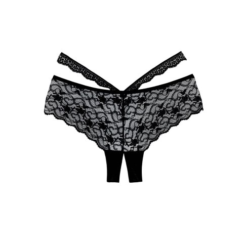 Allure Heartbreaker majtki koronkowe z otwartym klinem, czarne Allure