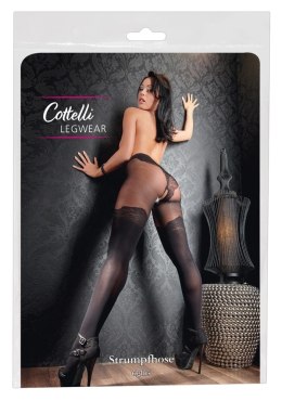 Cottelli LEGWEAR rajstopy czarne z eleganckim wzorem nad kolano 40/20 DEN Cottelli