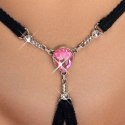 Cottelli LINGERIE String z ozdobnym kryształem i łańcuszkami S-L Cottelli