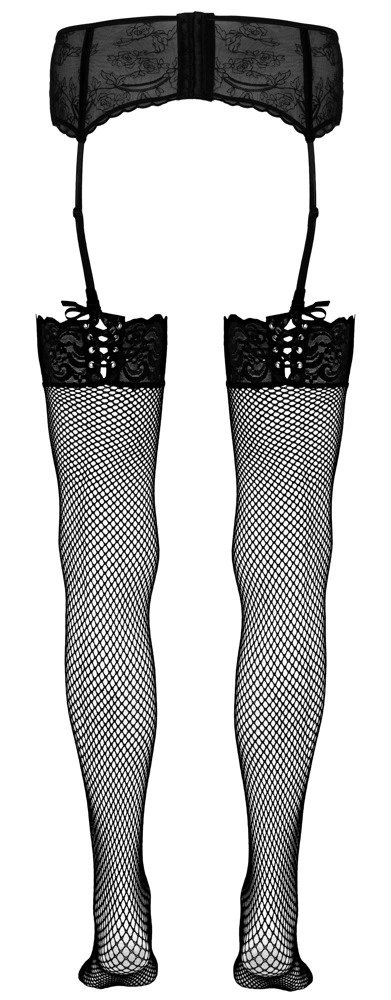 Cottelli Legwear Pończochy Kabaretki z Koronką i Sznurowaniem M/L Cottelli