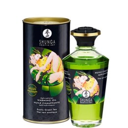 Shunga Aphrodisiac Warming Oil Green Tea 100ml - Rozgrzewający olejek do masażu Shunga