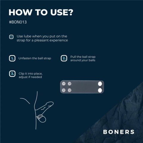 Boners Pasek Regulowany S/M z Silikonu - szeroki, miękki, czarny