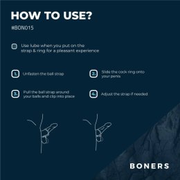 Boners Pasek Regulowany na Intymne Partie S/M, Silikonowy, Szary