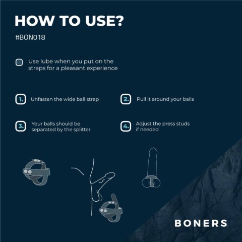 Boners T-shape - silikonowy pierścień anatomiczny z regulacją, czarny