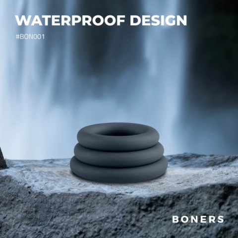 Boners Zestaw 3 Pierścieni Anatomicznych z Silikonu Szary