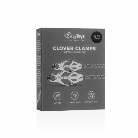 EasyToys Metalowe Klamry Clover z Łańcuszkiem - Regulowane, Stalowe