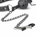 EasyToys Open Ball Gag Black z Regulowanymi Zaciskami, 4,3 cm