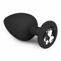EasyToys Plug anatomiczny silikonowy Large z kryształkiem czarny