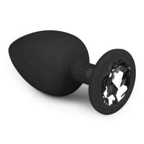 EasyToys Plug anatomiczny silikonowy Large z kryształkiem czarny