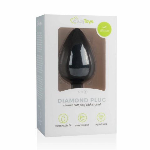 EasyToys Plug anatomiczny silikonowy Large z kryształkiem czarny