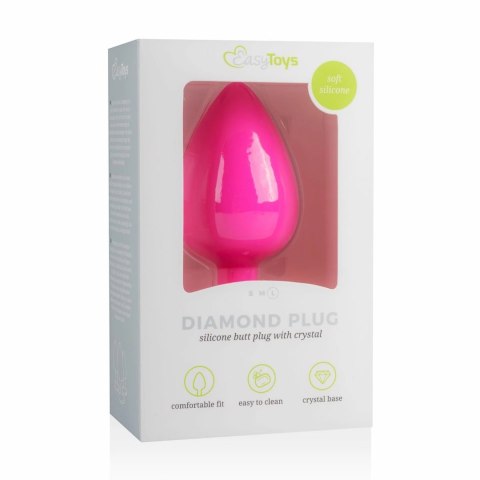 EasyToys Plug silikonowy Large z ozdobnym kryształem rożowy