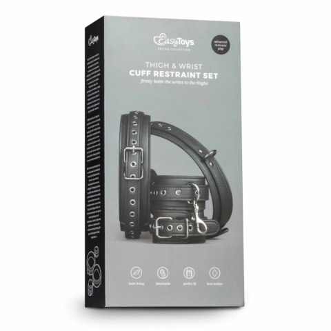 EasyToys Zestaw mankietow na uda i nadgarstki, regulowane, czarne