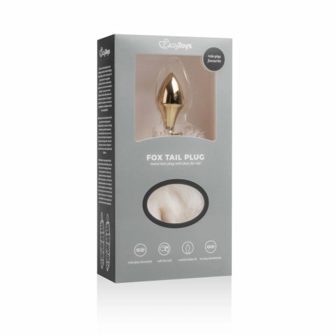 EasyToys Aluminiowy Plug Anatomiczny z Puszystym Ogonem Lisim, Srebrny