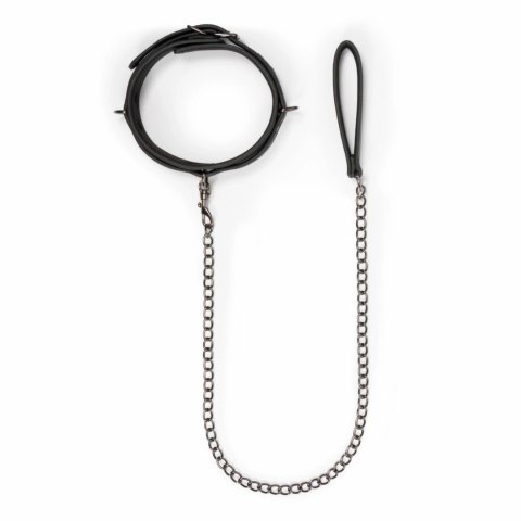 EasyToys Obroża z Smyczą Regulowana Skorzana 40-54 cm Czarna