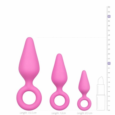 EasyToys Zestaw silikonowych korkow z uchwytem, 3 rozmiary, rożowy