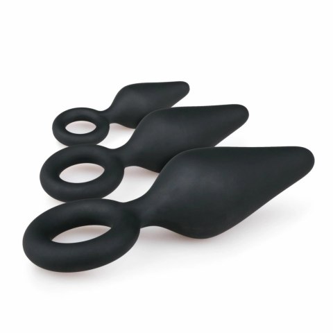 EasyToys Zestaw trzech czarnych korkow silikonowych z uchwytem Pull Ring