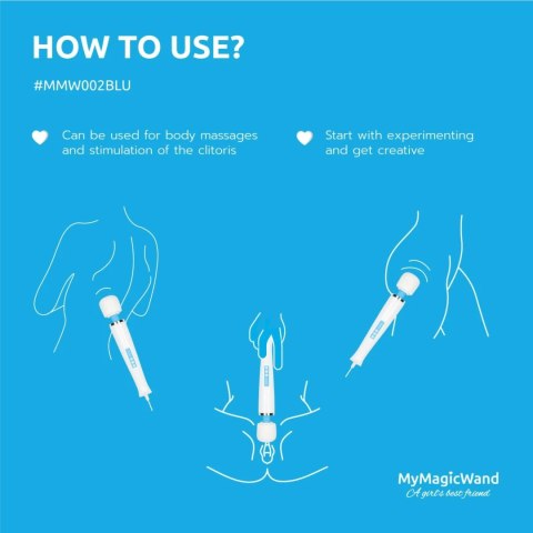 My Magic Wand Blue - Masażer elektryczny 6 trybow, 32cm, silikon