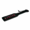 Ouch! Skorzana packa XOXO z czerwonym napisem - czarna, 32 cm