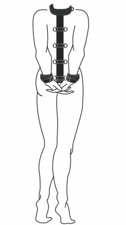 Ouch! Zestaw ograniczający z kołnierzem i mankietami, czarny, regulowany