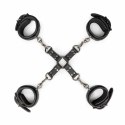 Ouch! Zestaw wiązań z kajdankami na ręce i nogi, czarny, regulowany