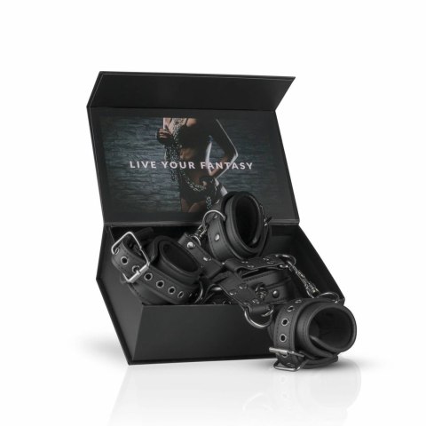 Ouch! Zestaw wiązań z kajdankami na ręce i nogi, czarny, regulowany