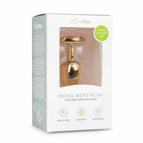 Rimba Aluminium Heart Crystal Plug - model z kryształkiem, rozmiar S