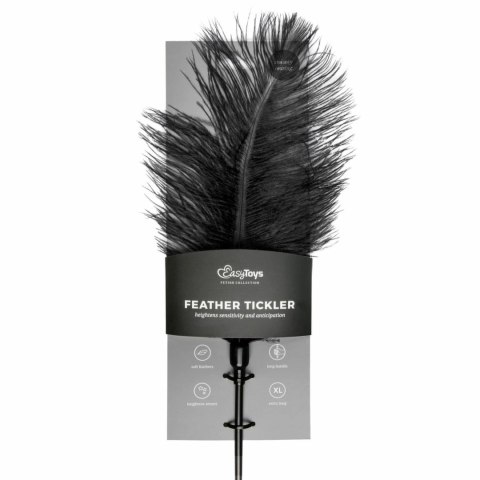 Rimba Feather Tickler czarny miękki piorko do masażu 37 cm