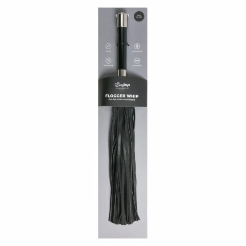 Sinner Gear Długi Flogger ze Stalową Rękojeścią 70 cm Czarny