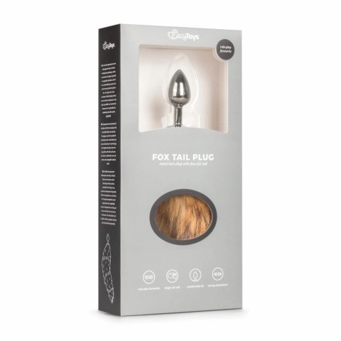 ToyJoy Plug aluminiowy z futrzanym ogonem lisim, srebrny, 38 cm