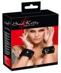 Bad Kitty Kajdanki Aksamitne Regulowane Czarny Złote Detale