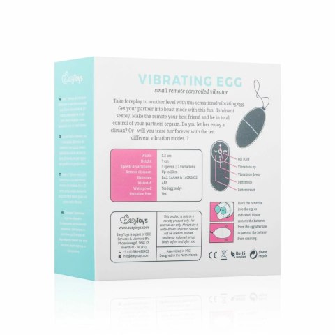 EasyToys Model Vibrating Egg Pink - Zdalnie Sterowane Jajko, 3 Tryby, 7 Wzorow